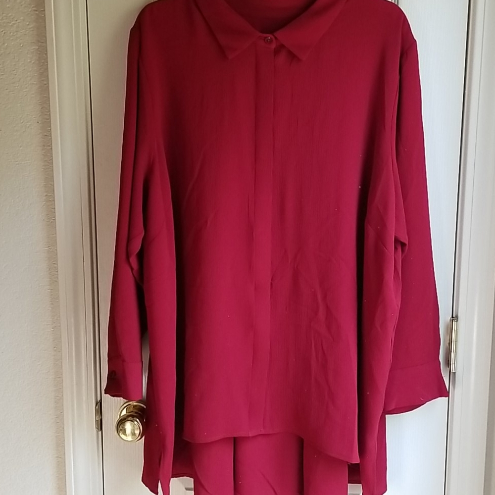 NWT GRACE RED LONG SLEEVE BLOUSE SZ 3X